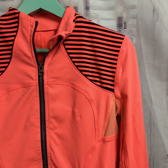 Lululemon Stride Jacket Neon Coral Orange Define Forme Striped 6 - Picture 7 of 13